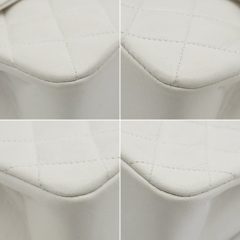 VINTAGE CHANEL MATELASSE CHAIN SHOULDER HAND BAG WHITE LAMB SKIN GOLD HARDWARE 90343615