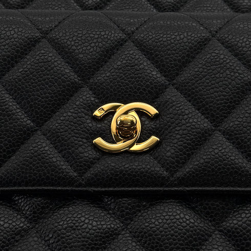 VINTAGE CHANEL MATELASSE CHAIN TOTE BAG BLACK CAVIAR SKIN GOLD HARDWARE 90318740