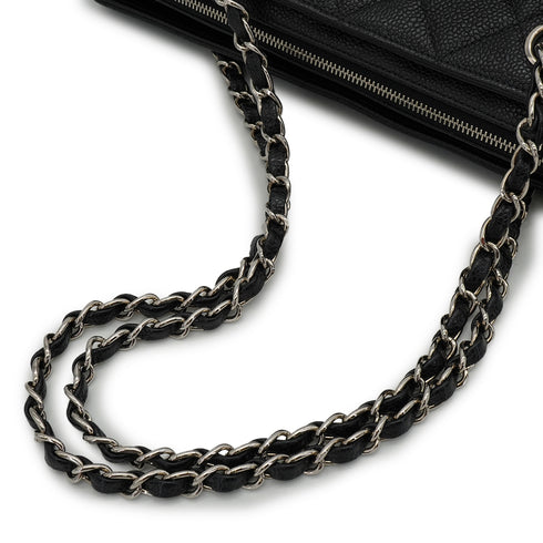 VINTAGE CHANEL COCOMARK MATELASSE CHAIN TOTE BAG BLACK CAVIAR SKIN SILVER HARDWARE 90339972