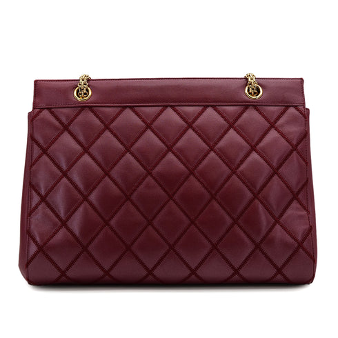 VINTAGE CHANEL MATELASSE CHAIN TOTE BAG BORDEAUX LEATHER GOLD HARDWARE 90319951
