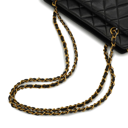 VINTAGE CHANEL MATELASSE CHAIN TOTE SHOULDER BAG BLACK LAMB SKIN GOLD HARDWARE 90339970