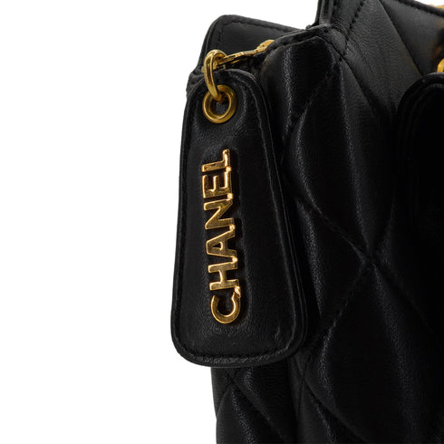 VINTAGE CHANEL MATELASSE CHAIN TOTE SHOULDER BAG BLACK LAMB SKIN GOLD HARDWARE 90339970