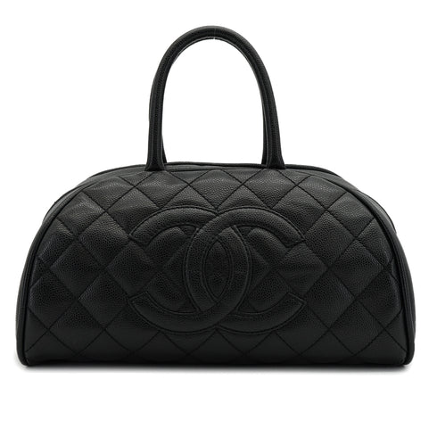 VINTAGE CHANEL MATELASSE COCOMARK BOSTON BAG BLACK CAVIAR SKIN 90328124