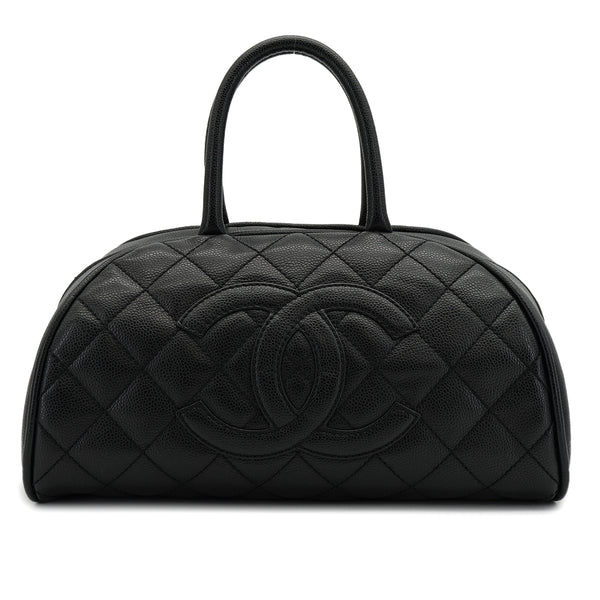 VINTAGE CHANEL MATELASSE COCOMARK BOSTON BAG BLACK CAVIAR SKIN 90328124
