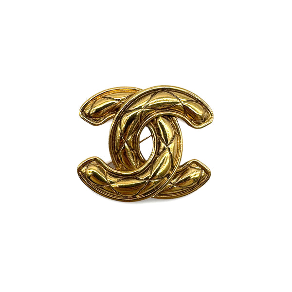 VINTAGE CHANEL MATELASSE COCOMARK BROOCH GOLD ACCESSORY 90318637