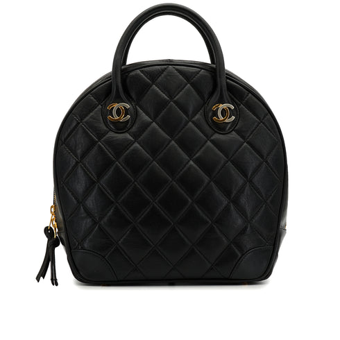 VINTAGE CHANEL PARIS LIMITED MATELASSE COCOMARK HAND BAG BLACK LAMB SKIN GOLD HARDWARE 90327293