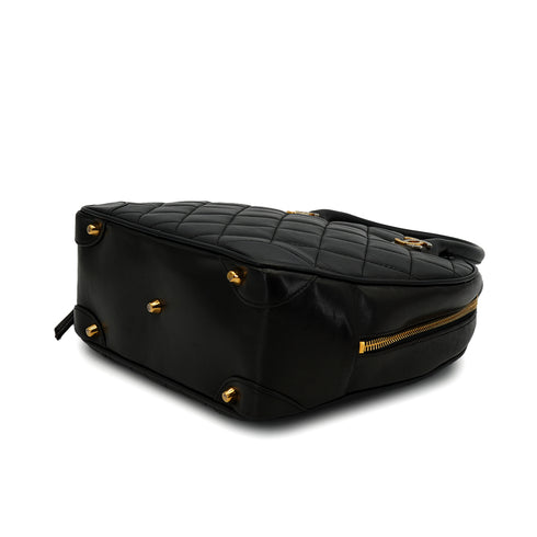 VINTAGE CHANEL PARIS LIMITED MATELASSE COCOMARK HAND BAG BLACK LAMB SKIN GOLD HARDWARE 90327293