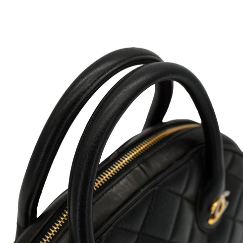 VINTAGE CHANEL PARIS LIMITED MATELASSE COCOMARK HAND BAG BLACK LAMB SKIN GOLD HARDWARE 90327293