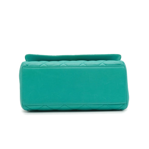 VINTAGE CHANEL MATELASSE COCOMARK CHAIN HAND BAG TURQUOISE BLUE LAMB SKIN SILVER HARDWARE 90340485