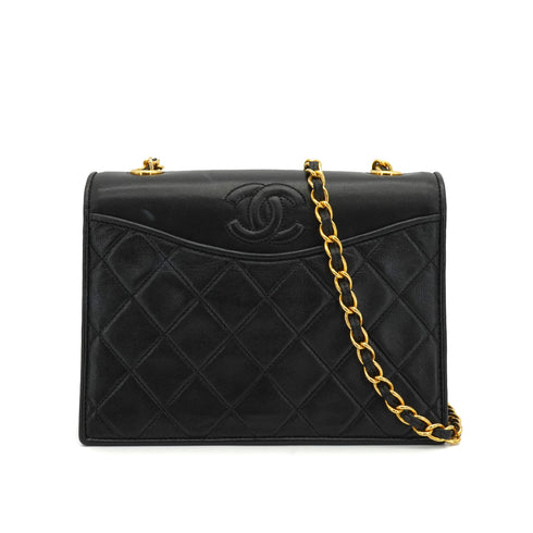 VINTAGE CHANEL MATELASSE COCOMARK CHAIN SHOULDER BAG BLACK LAMB SKIN GOLD HARDWARE 90338352