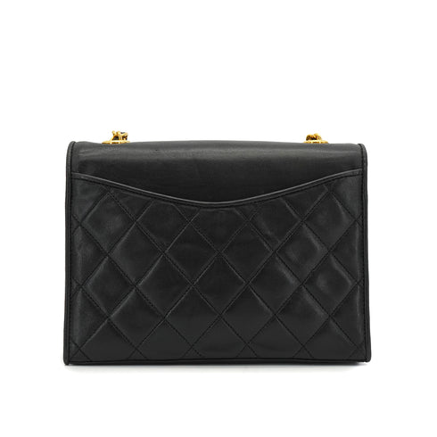 VINTAGE CHANEL MATELASSE COCOMARK CHAIN SHOULDER BAG BLACK LAMB SKIN GOLD HARDWARE 90338352