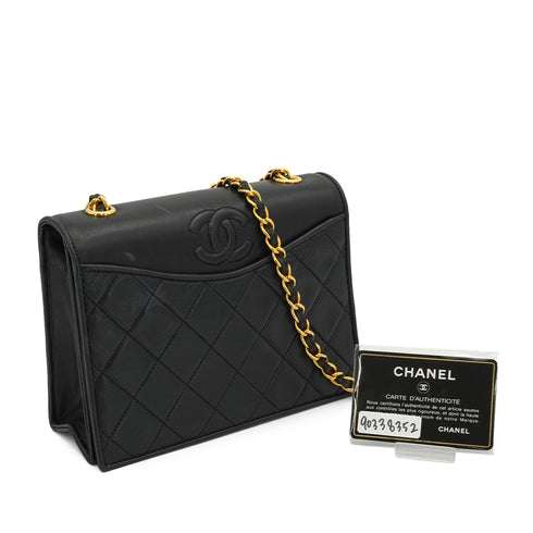 VINTAGE CHANEL MATELASSE COCOMARK CHAIN SHOULDER BAG BLACK LAMB SKIN GOLD HARDWARE 90338352