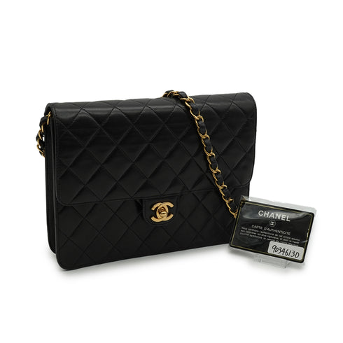 VINTAGE CHANEL MATELASSE COCOMARK CHAIN SHOULDER BAG BLACK LAMB SKIN GOLD HARDWARE 90346130