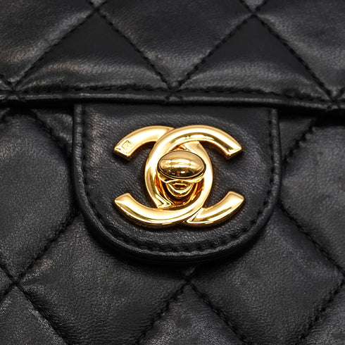VINTAGE CHANEL MATELASSE COCOMARK CHAIN SHOULDER BAG BLACK LAMB SKIN GOLD HARDWARE 90346130