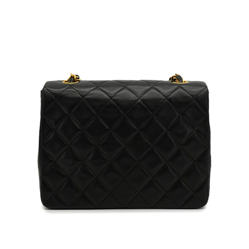 VINTAGE CHANEL MATELASSE COCOMARK CHAIN SHOULDER BAG BLACK LAMB SKIN GOLD HARDWARE 90346664