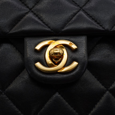 VINTAGE CHANEL MATELASSE COCOMARK CHAIN SHOULDER BAG BLACK LAMB SKIN GOLD HARDWARE 90346664