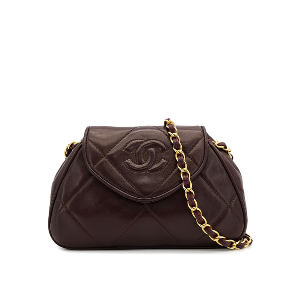 VINTAGE CHANEL MATELASSE COCOMARK CHAIN SHOULDER BAG BROWN LAMB SKIN GOLD HARDWARE 90324287