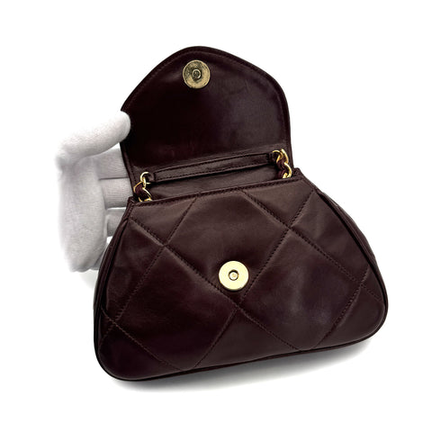 VINTAGE CHANEL MATELASSE COCOMARK CHAIN SHOULDER BAG BROWN LAMB SKIN GOLD HARDWARE 90324287