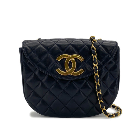 VINTAGE CHANEL MATELASSE COCOMARK CHAIN SHOULDER BAG NAVY LAMB SKIN GOLD HARDWARE 90308206