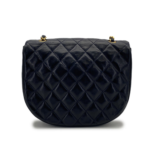 VINTAGE CHANEL MATELASSE COCOMARK CHAIN SHOULDER BAG NAVY LAMB SKIN GOLD HARDWARE 90308206