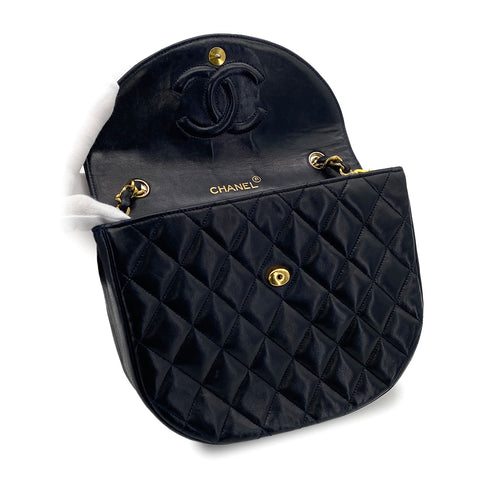 VINTAGE CHANEL MATELASSE COCOMARK CHAIN SHOULDER BAG NAVY LAMB SKIN GOLD HARDWARE 90308206
