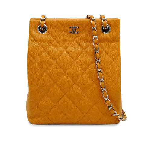 VINTAGE CHANEL MATELASSE COCOMARK CHAIN SHOULDER BAG ORANGE CAVIAR SKIN SILVER HARDWARE 90346146