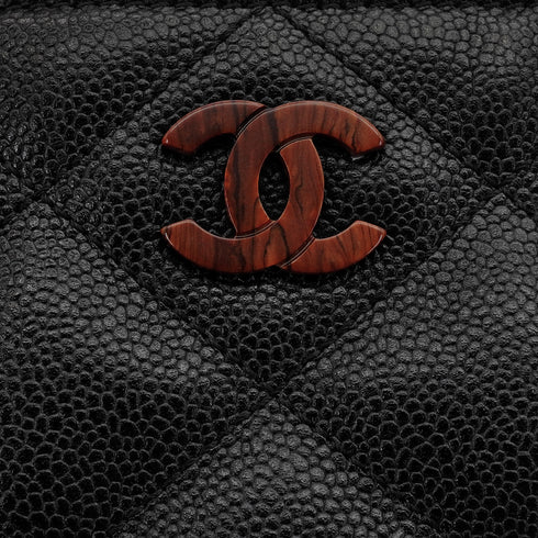 VINTAGE CHANEL MATELASSE COCOMARK CHAIN TOTE SHOULDER BAG BLACK BROWN CAVIAR SKIN PLASTIC HARDWARE 90339644