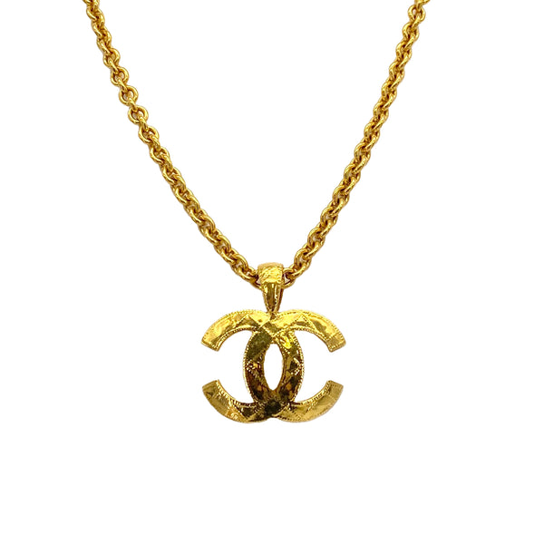 VINTAGE CHANEL MATELASSE COCOMARK NECKLACE GOLD ACCESSORY 94P 90319609