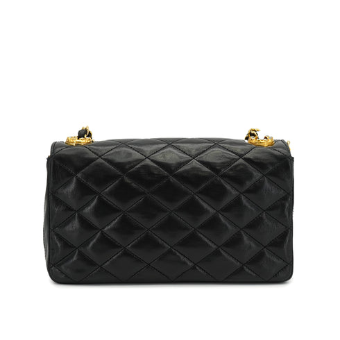 VINTAGE CHANEL MATELASSE COCOMARK RHINESTONE CHAIN SHOULDER BAG BLACK LAMB SKIN GOLD HARDWARE 90326726