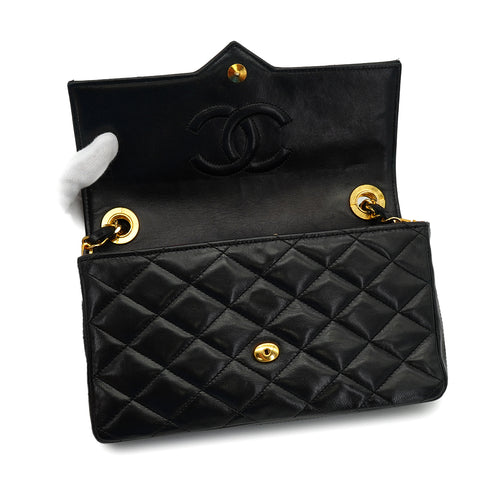 VINTAGE CHANEL MATELASSE COCOMARK RHINESTONE CHAIN SHOULDER BAG BLACK LAMB SKIN GOLD HARDWARE 90326726