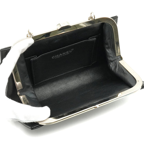 VINTAGE CHANEL MATELASSE COCOMARK RHINESTONE CHAIN SHOULDER BAG BLACK RAMB SKIN SILVER HARDWARE 90339834