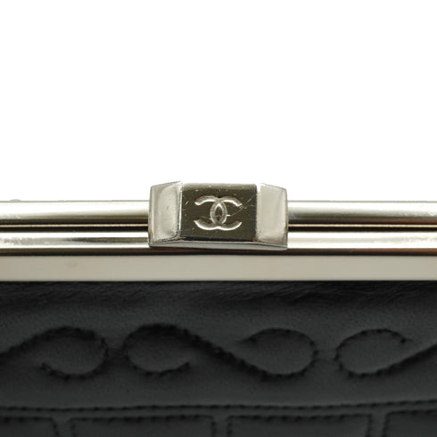 VINTAGE CHANEL MATELASSE COCOMARK RHINESTONE CHAIN SHOULDER BAG BLACK RAMB SKIN SILVER HARDWARE 90339834