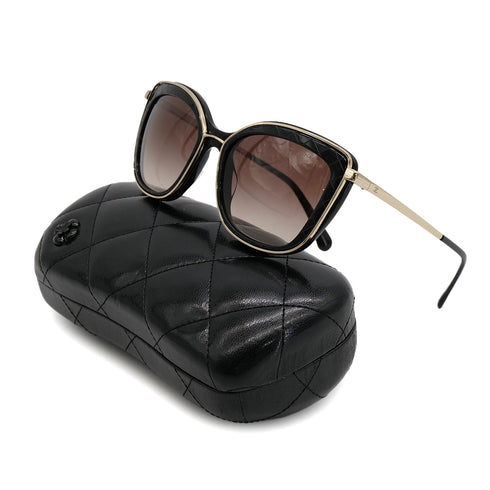 VINTAGE CHANEL MATELASSE COCOMARK SUNGLASSES BLACK BROWN EYEWEAR 90324123