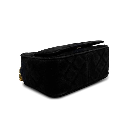VINTAGE CHANEL MATELASSE FRINGE BIJOU CHAIN SHOULDER BAG BLACK SUEDE GOLD HARDWARE 90329207