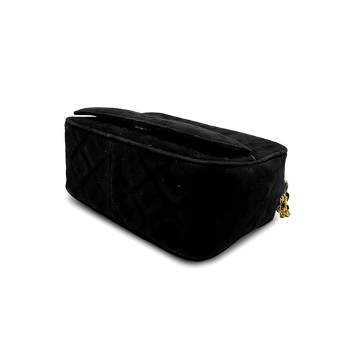 VINTAGE CHANEL MATELASSE FRINGE BIJOU CHAIN SHOULDER BAG BLACK SUEDE GOLD HARDWARE 90329207