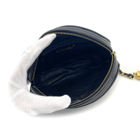VINTAGE CHANEL COCOMARK MATELASSE FRINGE CHAIN CLUTCH BAG BLACK LAMB SKIN GOLD HARDWARE 90319667