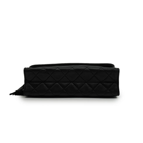 VINTAGE CHANEL MATELASSE FRINGE CHAIN SHOULDER BAG BLACK LAMB SKIN GOLD HARDWARE 90345511