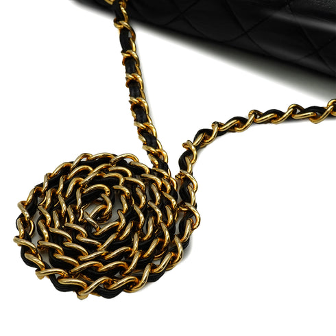 VINTAGE CHANEL MATELASSE FRINGE CHAIN SHOULDER BAG BLACK LAMB SKIN GOLD HARDWARE 90345511