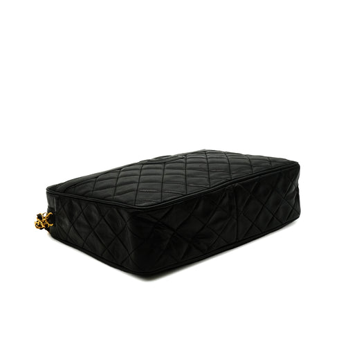 VINTAGE CHANEL MATELASSE FRINGE CHAIN SHOULDER BAG BLACK LAMB SKIN GOLD HARDWARE 90347840