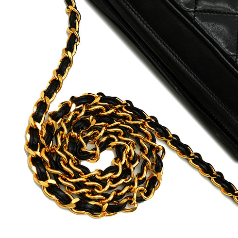 VINTAGE CHANEL MATELASSE FRINGE CHAIN SHOULDER BAG BLACK LAMB SKIN GOLD HARDWARE 90347840