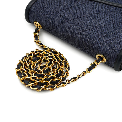 VINTAGE CHANEL MATELASSE FRINGE CHAIN SHOULDER BAG LINEN GOLD HARDWARE 90331843