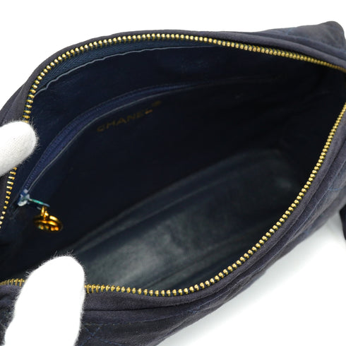 VINTAGE CHANEL MATELASSE FRINGE CHAIN SHOULDER BAG NAVY SUEDE GOLD HARDWARE 90327412