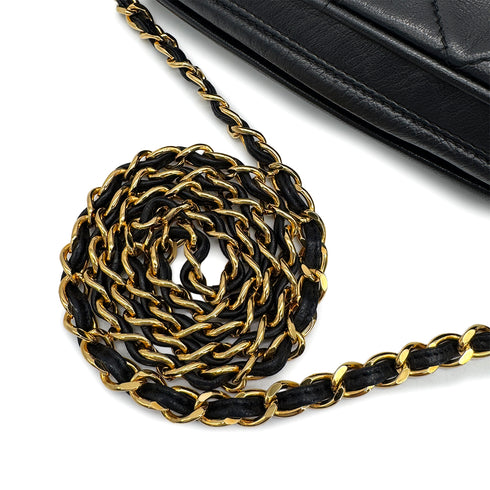 VINTAGE CHANEL COCOMARK MATELASSE FRINGE CHAIN SHUOLDER BAG BLACK LAMB SKIN GOLD HARDWARE 90321008