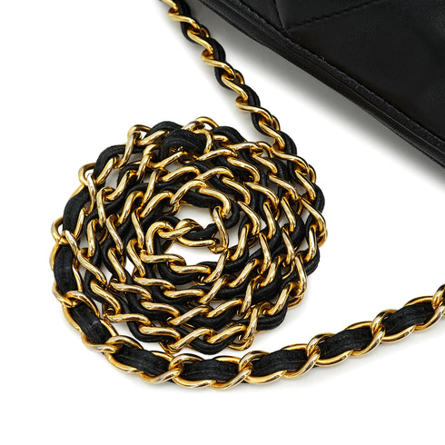 VINTAGE CHANEL MATELASSE FRINGE CHAIN SHUOLDER BAG BLACK LAMB SKIN GOLD HARDWARE 90327090