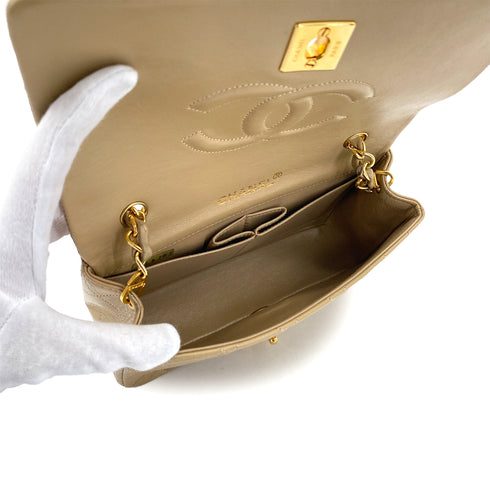 VINTAGE CHANEL MATELASSE FULL FLAP CHAIN SHOULDER BAG BEIGE LAMB SKIN GOLD HARDWARE 90327092