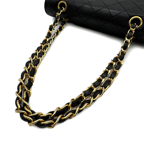 VINTAGE CHANEL MATELASSE FULL FLAP CHAIN SHOULDER BAG BLACK LAMB SKIN 90313671