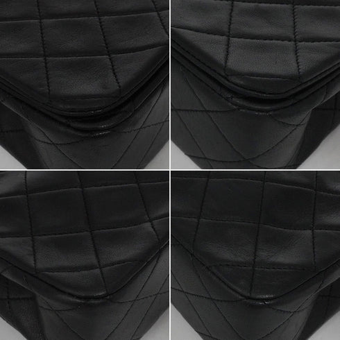 VINTAGE CHANEL MATELASSE FULL FLAP CHAIN SHOULDER BAG BLACK LAMB SKIN GOLD HARDWARE 90344380