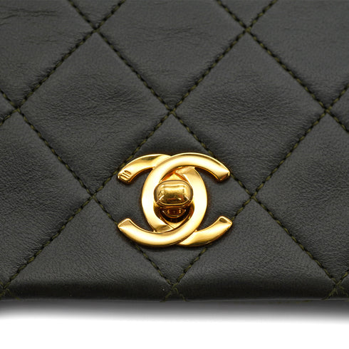 VINTAGE CHANEL MATELASSE FULL FLAP CHAIN SHOULDER BAG KAHKI LAMB SKIN GOLD HARDWARE 90326673