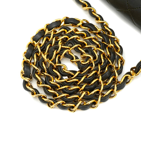 VINTAGE CHANEL MATELASSE FULL FLAP CHAIN SHOULDER BAG KAHKI LAMB SKIN GOLD HARDWARE 90326673
