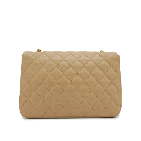 VINTAGE CHANEL MATELASSE HALF MOON CHAIN SHOULDER BAG BEIGE LAMB SKIN 90340157